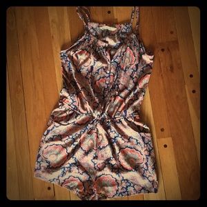 Paisley print button down romper